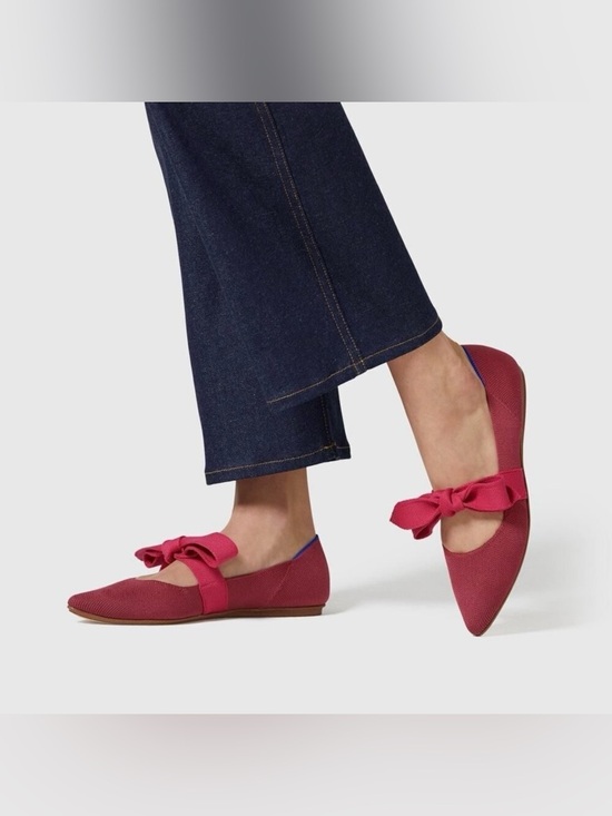 Rothy's Shoes - Rothys Cinnamon The Mary Jane Red Bow Point Flats Maroon Ribbon Tie Loafer 8